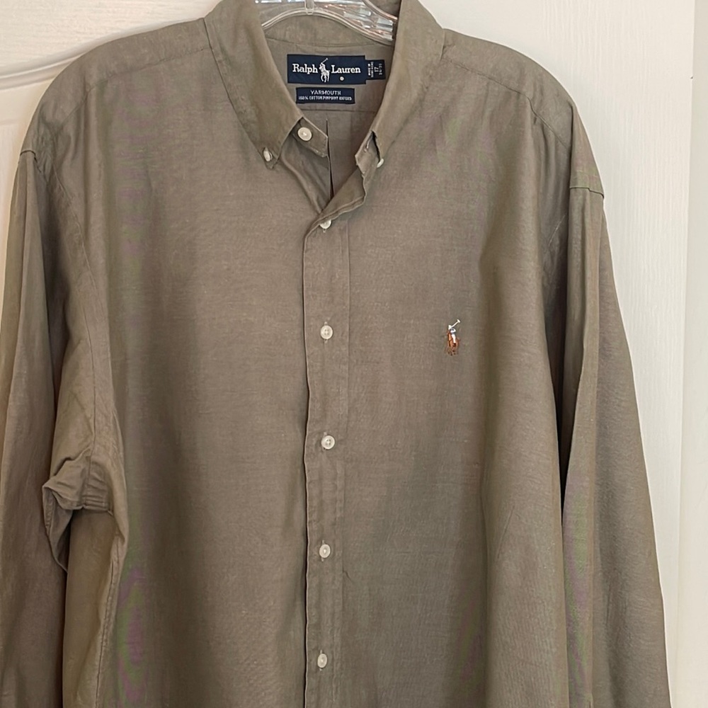Classy Ralph Lauren Olive Green Polo shirt 17 neck 34/35 sleeve